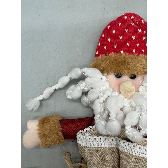 Christmas Santa Claus Plush Decor With Burlap gift Bag & Heart Pattern bell READ - Picture 5 of 7